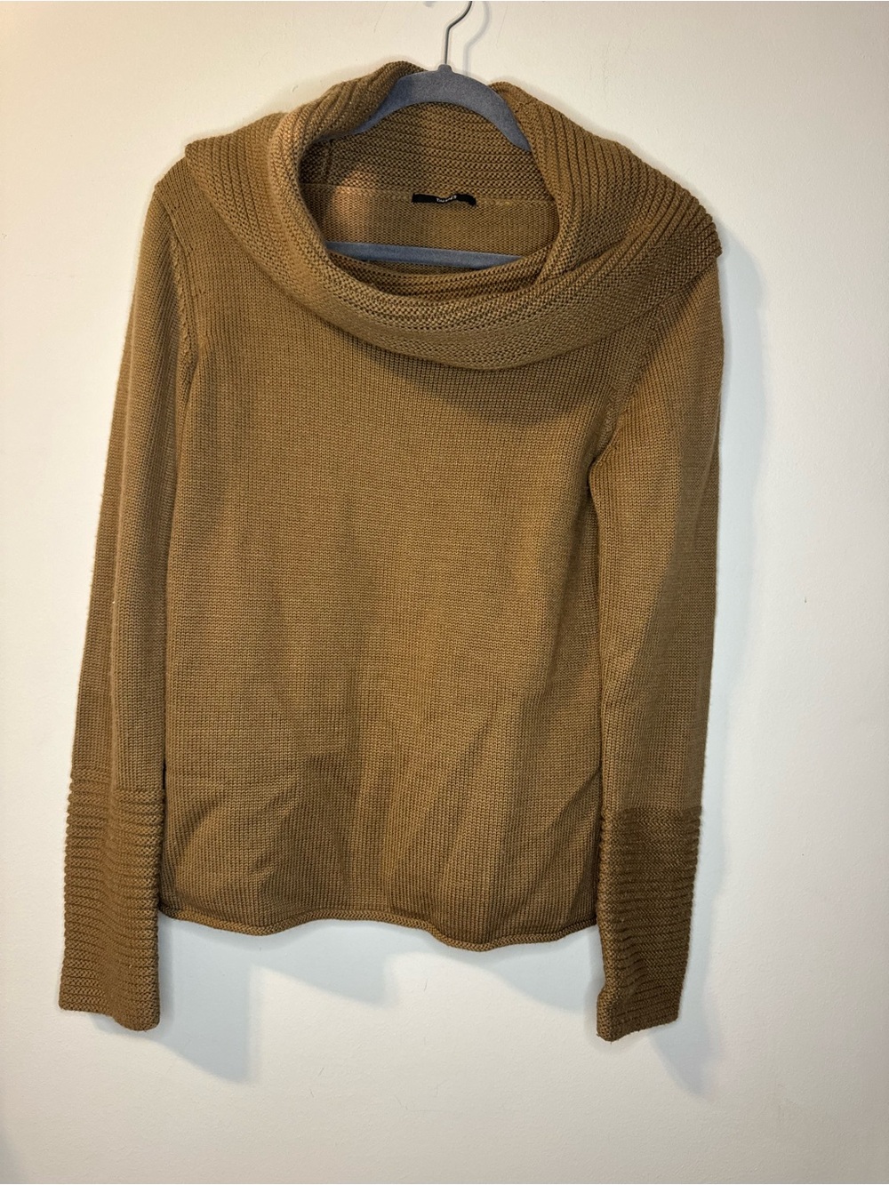 Tahari Women’s L Brown Cowl Neck Chunky Knit Wool Blend Sweater Pullover